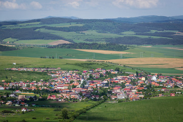Fototapeta na wymiar Hrabusice town seen from Slovak Paradise mountain range in Slovakia