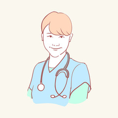 online medical assistant doctor support hand drawn style vector doodle design illustrations