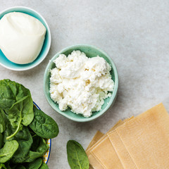 Ingredients for Vegetarian Spinach and Ricotta Lasagna
