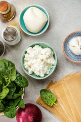 Ingredients for Vegetarian Spinach and Ricotta Lasagna