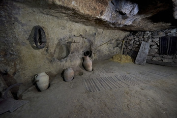 Turkey, tunnels of the ancient city-refuge Derinkuyu.