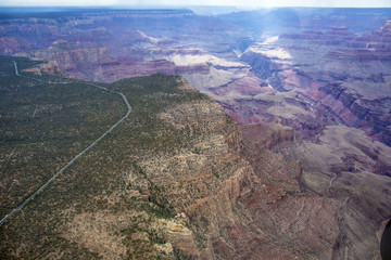 Grand Canyon from plane view. Aerial view of Grand Canyon National Park in Arizona.