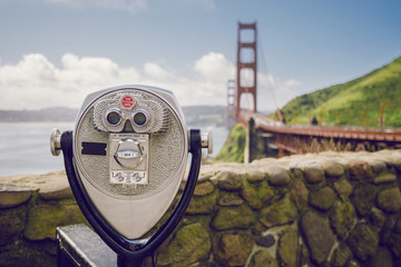 View of Golden Gate Bridge from Binocular Viewer
