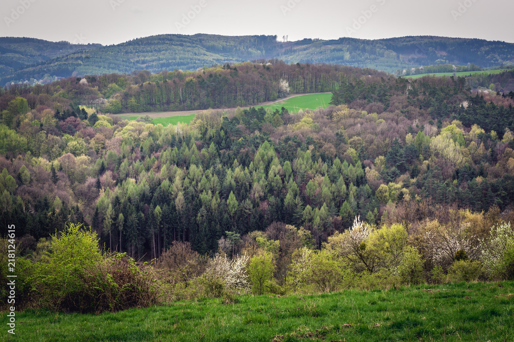 Canvas Prints Aerial view from hills near Zlin city in Czech Republic