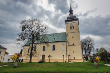 Fototapeta na wymiar St Lawrence Church in Vizovice, small town in historical Moravian region of Czech Republic