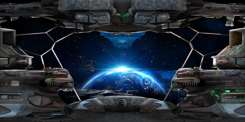 landscape interstellar Earth from spaceship