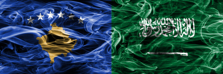 Kosovo vs Saudi Arabia smoke flags placed side by side