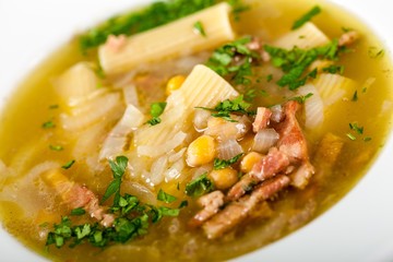 Soup with Pasta and Bacon
