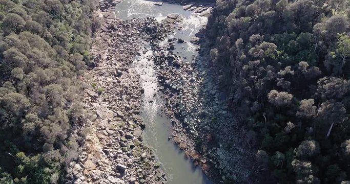 Scenic Aerial Footage of South Esk River Australia, Trevallyn Dam Forward