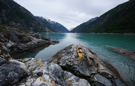 Kayak on Sawyer Island in Tracy Arm Fjord near Juneau, Alaska