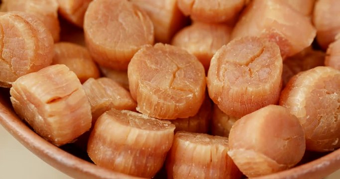 Heap of dry scallop in rotation