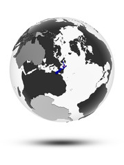 New Zealand on political globe isolated