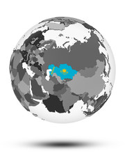 Kazakhstan on political globe isolated