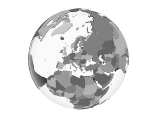 Slovakia with flag on globe isolated