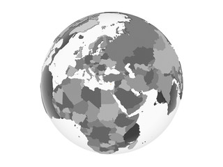 Cyprus with flag on globe isolated