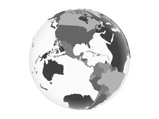 Guatemala with flag on globe isolated