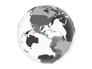 Obraz na płótnie Canvas Honduras with flag on globe isolated