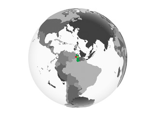 Guyana with flag on globe isolated
