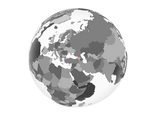 Georgia with flag on globe isolated