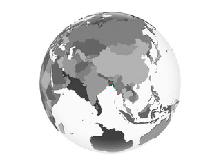 Bangladesh with flag on globe isolated