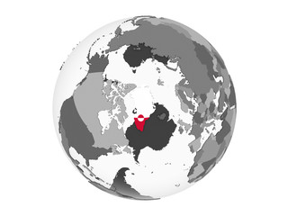Greenland with flag on globe isolated