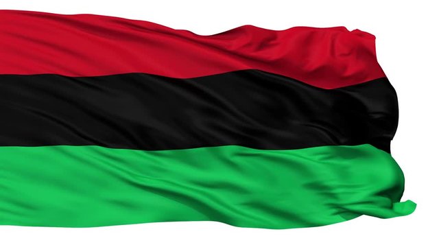 Panafrican Unia Afro American Black Liberation Flag, Isolated View Realistic Animation Seamless Loop - 10 Seconds Long