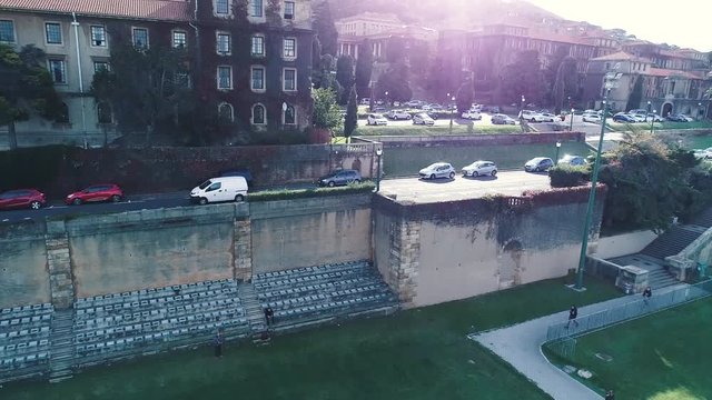 Drone skyview of Cape Town, Table Mountain, Devil's pick, UCT colleges, streets, cars, rush hour, shoot with Phantom 4 pro in 2018 South Africa