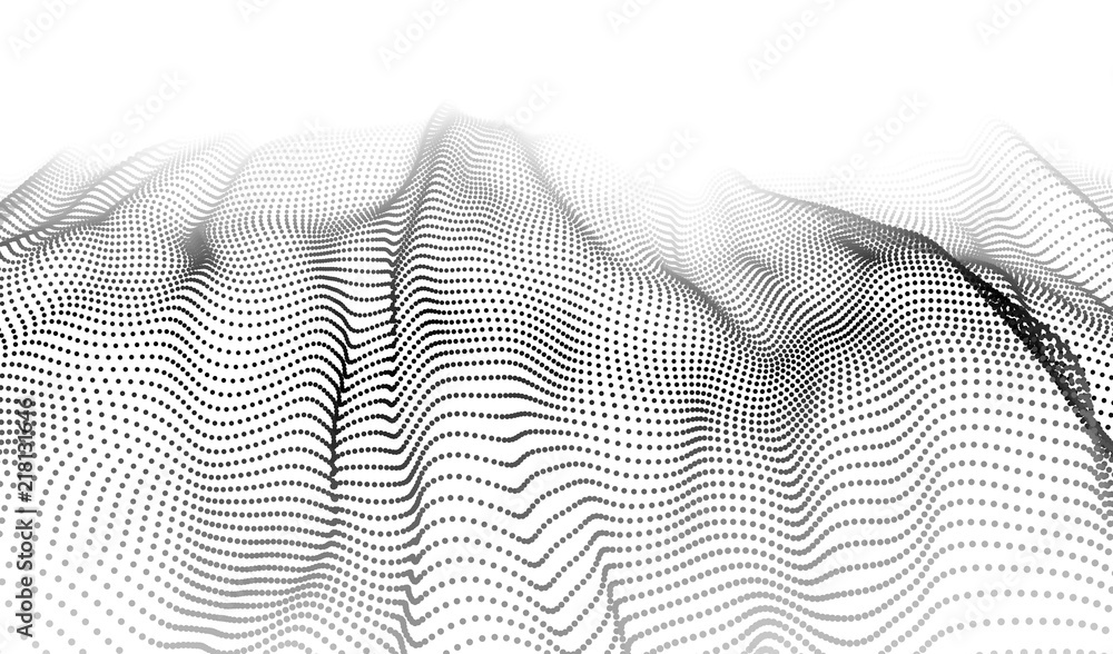 Poster wave of particles. big data code representation.graphic concept for your design. wave 3d. technology