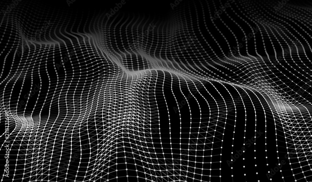 Poster wave of particles. big data code representation.graphic concept for your design. wave 3d. technology
