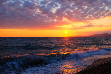 Beautiful sunset above Black sea