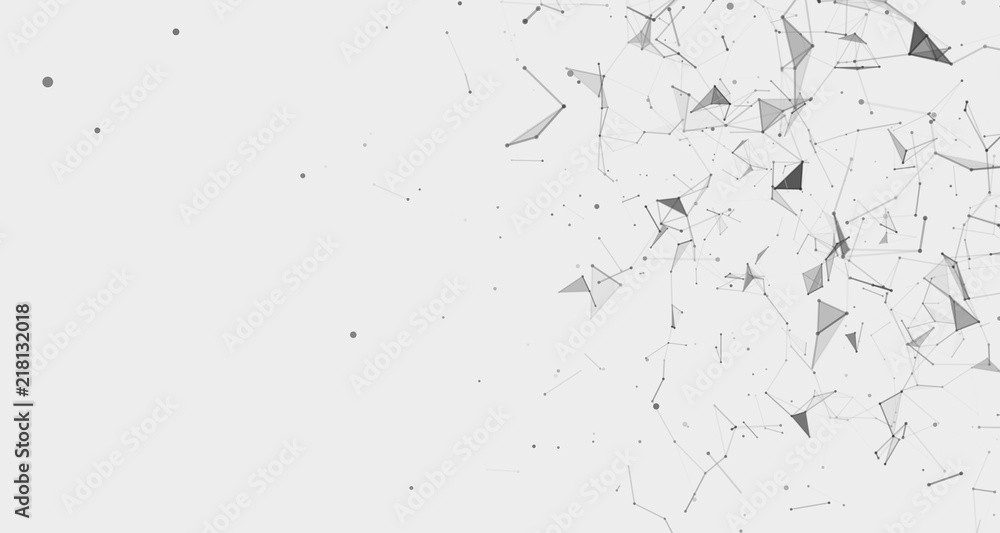 Poster white background. plexus effect. abstract connecting dots and lines. polygon modern pattern.