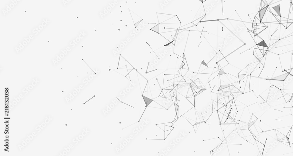 Poster white background. plexus effect. abstract connecting dots and lines. polygon modern pattern.