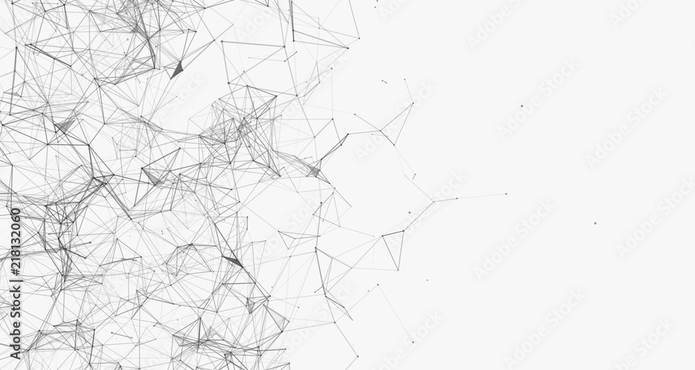 Poster white background. plexus effect. abstract connecting dots and lines. polygon modern pattern.