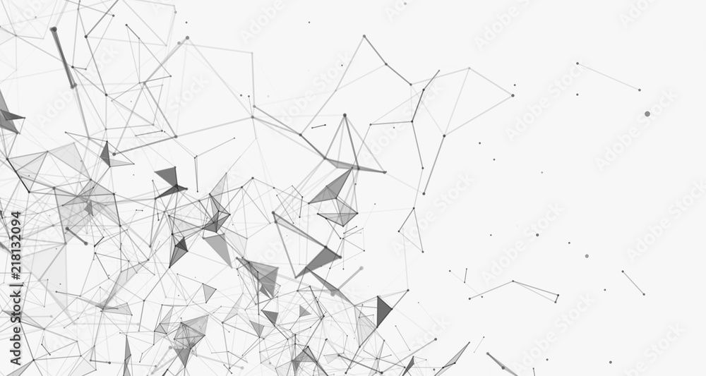 Poster white background. plexus effect. abstract connecting dots and lines. polygon modern pattern.