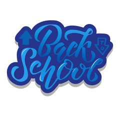 Hand blue gradient Back to school lettering with bold outline. Perfect design for logo, banner, flyer, card, greeting cards, posters, T-shirts. Volume scratched Vector illustration
