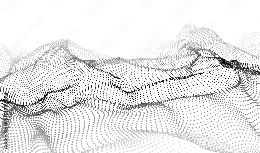 Poster wave of particles. big data code representation.graphic concept for your design. wave 3d. technology