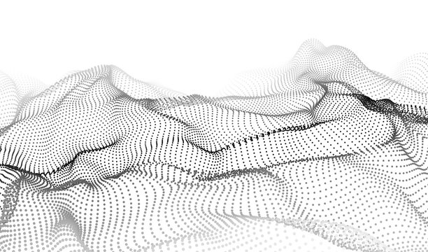 Wave of particles. Big data code representation.Graphic concept for your design. Wave 3d. Technology vector background. Vector illustration.