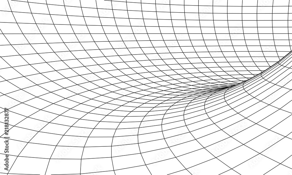 Poster tunnel or wormhole. vector abstract background. 3d tunnel grid. futuristic perspective grid backgrou