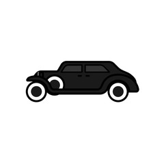 Icon retro car black on white background