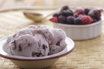 Delicious cherry chocolate chunk ice cream.