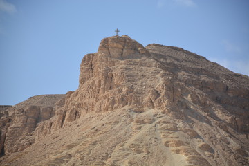 Cross at eastern egyptian desert in St Paul monastery