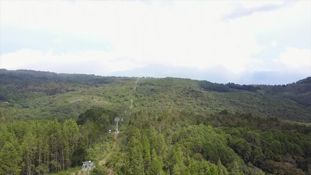Aerial view of Medellin Colombia. The city of eternal spring. Footage shot on the DJI Mavic Pro flying over Medellin Colombia cable car system in Arvi Park.