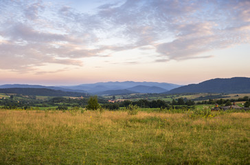Fototapeta premium Bieszczady, widok na Lutowiska i Bieszczady wysokie