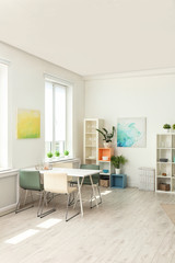 Stylish dining room interior. Home design idea