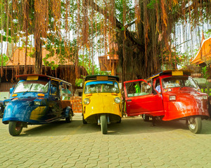 Tuk tuk car in Thailand, Tuk tuk is taxi car for travel around Ayutthaya city in Thailnd.