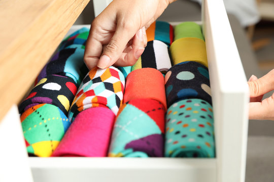 Messy Child Drawer With Socks Stock Photo - Download Image Now