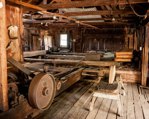 Fototapeta na wymiar Collection platform at antique saw mill