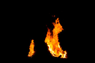 Bonfire blur silhouette Black background light