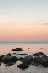 Fisherman Thailand at Sunset with Bird