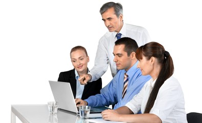 Fototapeta na wymiar Portrait of Businesspeople Working with Laptop